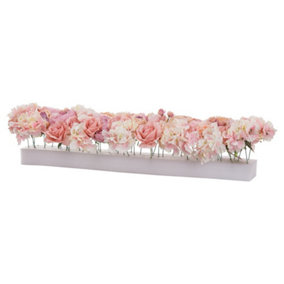 Hill Interiors Artificial Mixed Flower Table Runner Blush Pink (One Size)