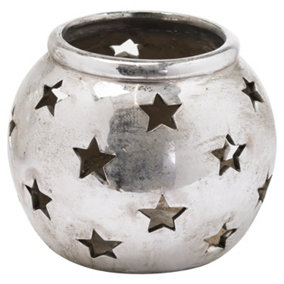 Hill Interiors Aspen Star Candle Lantern Silver (10cm x 14cm)