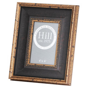 Hill Interiors Beaded Single Photo Frame Black/Antique Gold (4in x 6in)