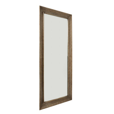 Hill Interiors Brass Rectangular Hammered Mirror Large