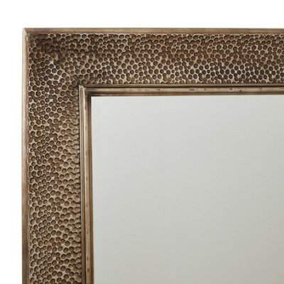 Hill Interiors Brass Rectangular Hammered Mirror Large