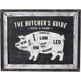 Hill Interiors Butchers Cuts Pork Framed Plaque White/Grey (One Size)