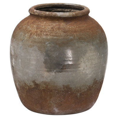 Hill Interiors Castello Antique Stone Vase Brown/Grey (31cm x 30cm x 30cm)