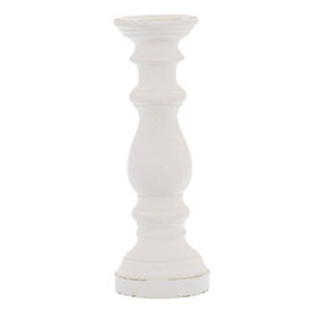 Hill Interiors Ceramic Column Candle Holder White (One Size)