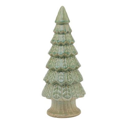 Hill Interiors Ceramic Fir Tree Decoration Green (One Size)