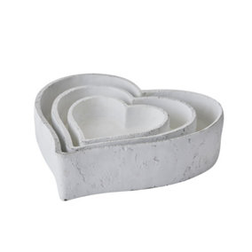 Hill Interiors Ceramic Heart Decorative Bowl (Pack of 3) White (One Size)