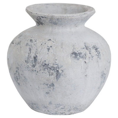 Hill Interiors Darcy Antique Ceramic Vase Stone (30 x 31 x 31cm)