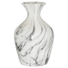 Hill Interiors Ellipse Ceramic Marble Vase White/Grey (36cm x 23cm x 23cm)