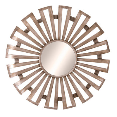 Hill Interiors Evi Antique Sunburst Wall Mirror Silver (100cm x 5cm x 100cm)