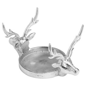 Hill Interiors Farrah Collection Aluminium Stag Candle Holder Silver (One Size)