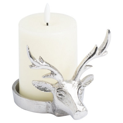 Hill Interiors Farrah Collection Stag Candle Holder Silver (One Size)