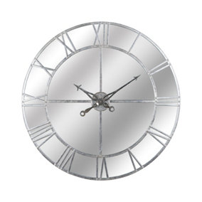Hill Interiors Foil Mirrored Wall Clock Silver (Large)