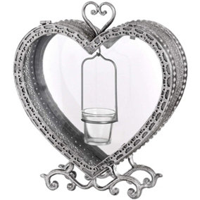 Hill Interiors Free Standing Heart Tealight Lantern Silver (One Size)
