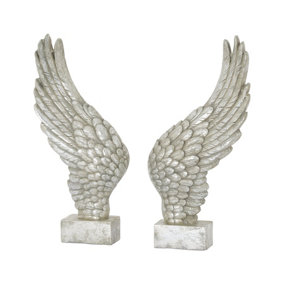 Hill Interiors Freestanding Ornamental Angel Wings Silver (Large (H:49.5cm x W:20cm x D:10cm))