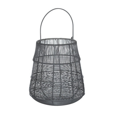 Hill Interiors Glowray Conical Lantern Grey/Silver (34cm x 26cm x 26cm)