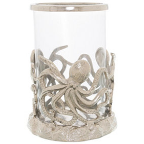 Hill Interiors Hurricane Octopus Candle Holder Silver (One Size)