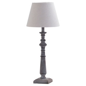 Hill Interiors Incia Column Table Lamp (UK Plug) Brown/White (One Size)