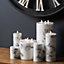 Hill Interiors Luxe Collection Marble Effect 3 Wick Electric Candle White/Black (15cm x 15cm x 15cm)