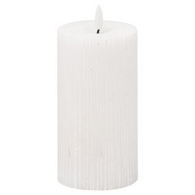 Hill Interiors Luxe Collection Ribbed Natural Glow Electric Candle White (10cm x 7cm x 7cm)