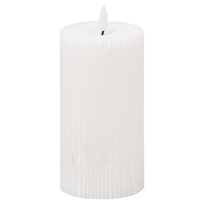 Hill Interiors Luxe Collection Ribbed Natural Glow Electric Candle White (15cm x 7cm x 7cm)