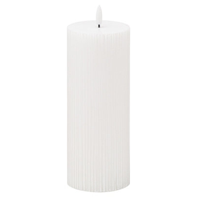 Hill Interiors Luxe Collection Ribbed Natural Glow Electric Candle White (15cm x 7cm x 7cm)