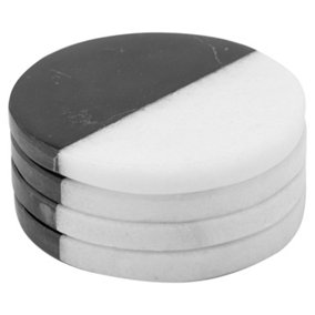 Hill Interiors Marble Coaster Set (Pack of 4) Black/White (One Size)