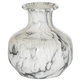 Hill Interiors Marble Squat Vase White/Grey (26cm x 24cm x 24cm)