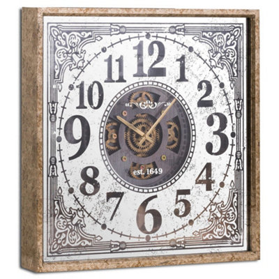 Hill Interiors Mirrored Moving Mechanism Wall Clock White (One Size ...