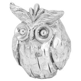 Hill Interiors Otis Ceramic Owl Ornament Silver (10cm x 6cm x 8cm)