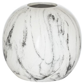 Hill Interiors Pudding Marble Vase White/Grey (23cm x 25cm x 25cm)