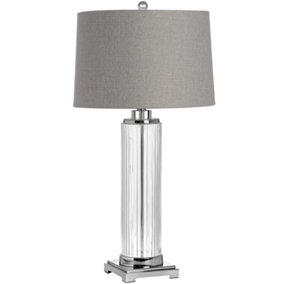 Hill Interiors Roma Gl Table Lamp Grey/Clear/Silver (One Size)
