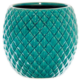 Hill Interiors Seville Collection Diamond Bevel Planter Teal (One Size)