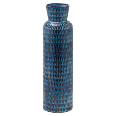 Hill Interiors Seville Collection Flute Vase Blue (43cm x 12cm x 12cm)