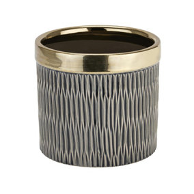Hill Interiors Seville Collection Grooved Planter Grey (One Size)