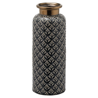 Hill Interiors Seville Collection Lebes Vase Black/Beige/Br (37cm x 15cm x 15cm)