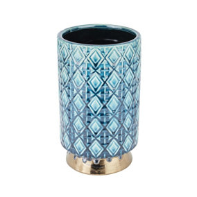 Hill Interiors Seville Collection Paragon Vase Indigo/Gold (One Size)