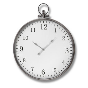 Hill Interiors Silver Pocket Watch Wall Clock White/Silver (One Size)