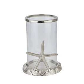 Hill Interiors Silver Starfish Candle Lantern Silver (33cm x 26cm x 26cm)