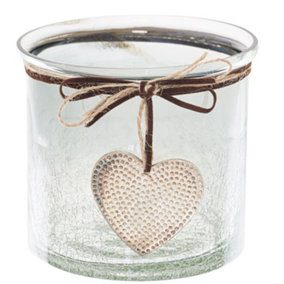 Hill Interiors Smoked Midnight Heart Charm Candle Holder Smoke/Transparent (15cm x 16cm x 16cm)