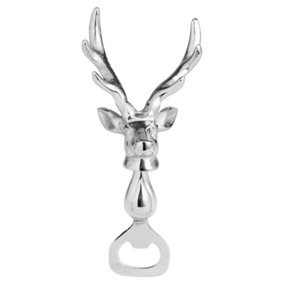Hill Interiors Stag Head Bottle Opener Silver (One Size)