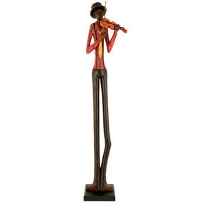 Hill Interiors Standing Jazz Band Violinist Brown/Red (One Size)