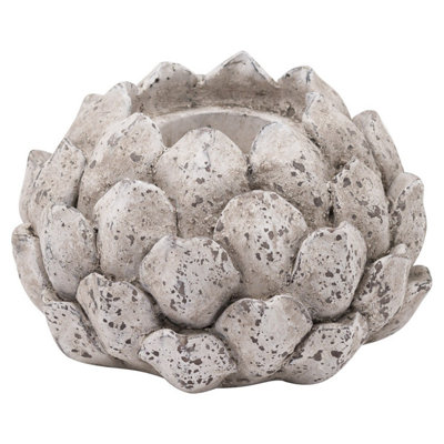 Hill Interiors Stone Effect Acorn Candle Holder Stone (12cm x 18cm)