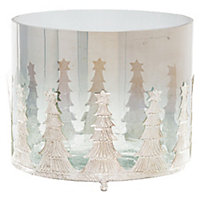 Hill Interiors The Noel Collection Crackle Effect Christmas Candle Holder Silver (17cm x 20cm x 20cm)