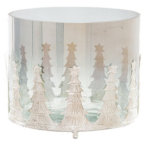Hill Interiors The Noel Collection Crackle Effect Christmas Candle Holder Silver (8cm x 6.5cm x 6.5cm)