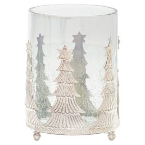 Hill Interiors The Noel Collection Crackle Effect Christmas Candle Holder Smoke (15cm x 10cm x 10cm)