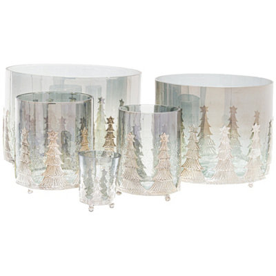 Hill Interiors The Noel Collection Crackle Effect Christmas Candle Holder Smoke (15cm x 10cm x 10cm)
