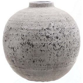 Hill Interiors Tiber Stone Ceramic Vase Grey (28cm x 28cm x 28cm)