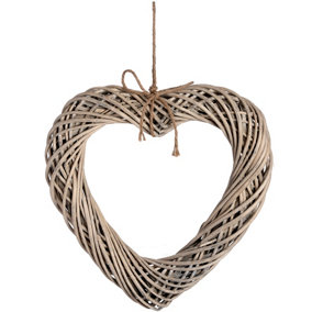 Hill Interiors Wicker Hanging Heart With Rope ail Brown (Large H50cm)