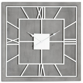 Hill Interiors Williston Square Wall Clock Silver/Grey (60cm x 5cm x 60cm)