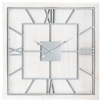 Hill Interiors Williston Square Wall Clock White/Silver (60cm x 5cm x 60cm)